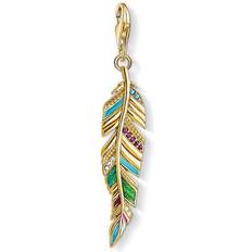 Thomas Sabo Charm Club Ethnic Feather Charm Pendant - Gold/Multicolour