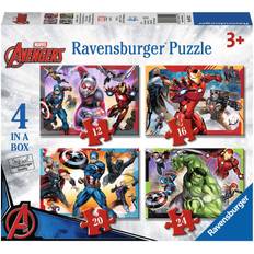 Marvel Puzzle Classici Ravensburger Puzzle Avengers A, Collezione 4 in a Box, Idea Regalo per Bambini 3 Anni, Gioco Educativo e Stimolante, 4 Puzzle 12-16-20-24 Pezzi