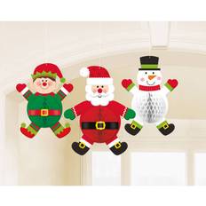 Multicolored Honeycomb Balls Amscan Hanging Christmas Characters 3-pack