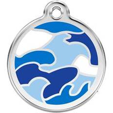 Red Dingo Placa Identificativa Acero Inoxidable Esmalte Camuflaje Azul Para Perros