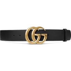 Gucci Men Belts Gucci Double G Buckle Leather Belt - Black