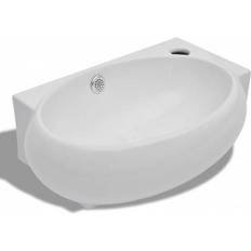 vidaXL Lavabo Con Hueco De Grifo Y Rebosadero Cerámica Blanco