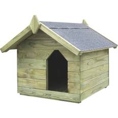 vidaXL Casa De Perro De Jardín Tejado Abierto Madera Pino Impregnada