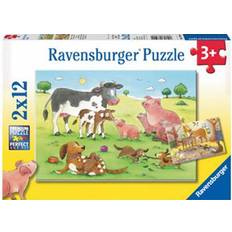 Ravensburger Puzzle 12 Pièces 2 Puzzles Familles d'Animaux de la ferme