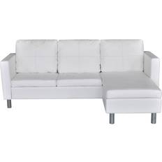 Hvid - Læder Sofaer vidaXL 241980 White Sofa 188cm 3 personers