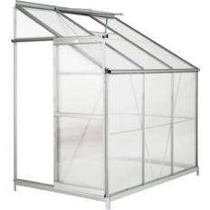 128.0 cm Vægdrivhuse tectake Wall 2.39 m² with Base Aluminium Polycarbonat