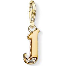 Thomas Sabo Charm Club Letter J Gold Plated Charm Pendant - Gold/White