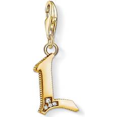 Berlocker bokstav guld smycken Thomas Sabo Charm Club Letter L Charm Pendant - Gold/White