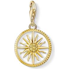 Gul Berlocker & Hängen Thomas Sabo Charm Club Sun Small Charm Pendant - Gold/White