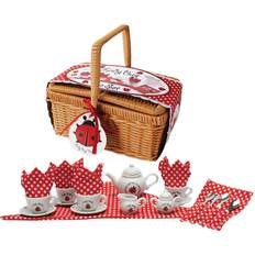 Magni Köksleksaker Magni Tea Set Ladybug Porcelain in Picnic Basket 2498