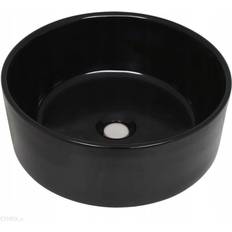 vidaXL Lavabo Rond Céramique Noir 40 x 15 cm