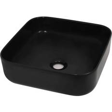 vidaXL Lavandino Quadrato In Ceramica Nero 38x38x13.5 cm