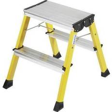 Aluminium Marchepieds Krause Marche-pied pliable à roulettes alu jaune Rolly 130044 Hauteur de travail (max. (détails) 2.45 m C97182