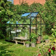 Sort drivhus Halls Greenhouses Qube 68 5.1m² 3mm Aluminium Herdet glass