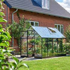 Sort drivhus Halls Greenhouses Qube 610 6.2m² 3mm Aluminium Herdet glass