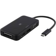 Dvi to hdmi Deltaco USB C-HDMI/DisplayPort/VGA/DVI M-F Adapter 0.1m