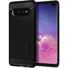 Spigen Rugged Armor Coque de protection pour téléphone portable robuste polyuréthanne thermoplastique (TPU) noir mat pour Samsung Galaxy S10