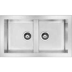 Smeg Incasso Filotop 2 Vasche 86 x 50 Inox LQR862-2