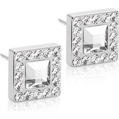 Blomdahl Brilliance Square Halo Earrings - Silver/Transparent