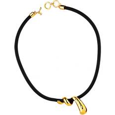 Elixa Brass Rubber Necklace - Gold/Black