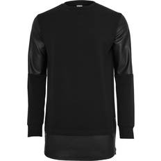 Polyuretan Tröjor Urban Classics Long Zipped Leather Imitation Crewneck - Black/Black