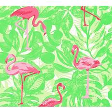 Intrade Papel Pintado A.s. Création Hojas Tropicales Con Flamencos Verde Y Rosa As-359811