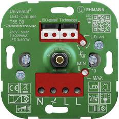 Variateurs Muraux Ehmann 5500x0000 Variateur universel Adapté pour ampoule: Lampe LED, Lampe halogène, Ampoule électrique, LED à filament, Pilote LED