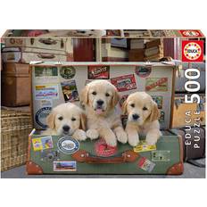 Puslespill Educa Puppies in the Luggage 500 Pieces