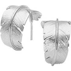 Heiring Rhodiumbelagt Øreringe Heiring Feather Creol Earrings - Silver