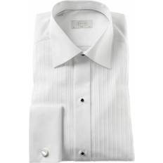 Slim Fit Plissé Black Tie Shirt - White