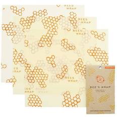 Beige Sachets en Plastique et Aluminium Bee's Wrap Large Wrap Tissu de cire d'abeille 3pcs