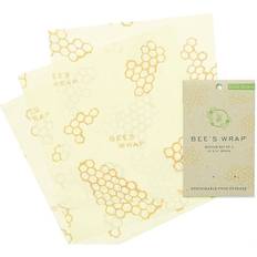 Beige Sachets en Plastique et Aluminium Bee's Wrap Medium Wrap Tissu de cire d'abeille 3pcs