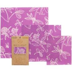 Lavable à la main Sachets en Plastique et Aluminium Bee's Wrap Clover Print Wrap Tissu de cire d'abeille 3pcs