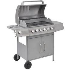 Wielen Gasbarbecues vidaXL Gasbarbecue 6+1 Kookzone Zilver