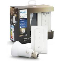 Philips Hue Bombilla LED con mando a distancia (E27, Intensidad regulable, Blanco cálido, 806 lm, 8,5 W)