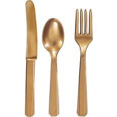 Gold Disposable Flatware Amscan Cutlery Gold 24-pack