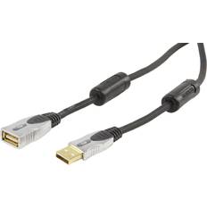HQ Ferrite USB A-USB A M-F 2.0 5m