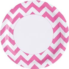 Amscan Plates Bright White/Pink 8-pack