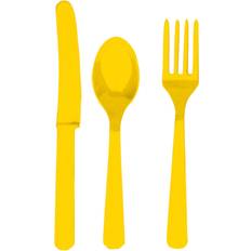 Plastic Disposable Cutlery Amscan Cutlery Sunshine Yellow 24-pack