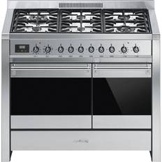 100cm Gasspisar Smeg A2-81 Svart, Rostfritt stål