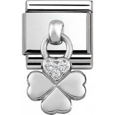 Composable Classic Link Clover Pendant Charm - Silver/Transparent