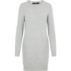 Elastan/Lycra/Spandex Kleider Vero Moda O-Neck Knitted Dress - Grey/Light Grey Melange