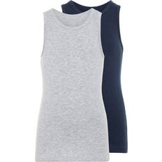 Babies Tank Tops Children's Clothing Name It Mini 2-pack Tank Top - Grey/Grey Melange (13163572)