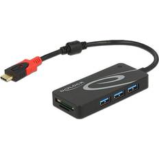 DeLock Geheugenkaartlezers DeLock 62900 USB-C (USB 3.2 Gen 2) multiport hub Zwart