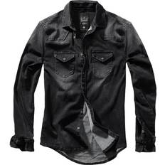 Elastane/Lycra/Spandex Shirts Brandit Riley Long Sleeve Denim Shirt - Black