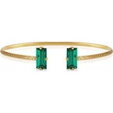 Caroline Svedbom Baguette Gold Plated Bracelet w. Emerald Swarovski Crystals