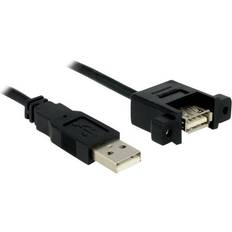 1 m - Han – Hun - Sort - USB A-USB A - USB-kabel Kabler DeLock USB A - USB A (panel) M-F 2.0 1m