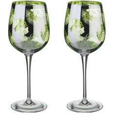 Tropical Leaves White Wine Glass, Red Wine Glass 45cl 2pcs