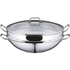 Edelstahl - Induktionskochfeld Wok-Pfannen WMF Macao mit Klappe 36 cm