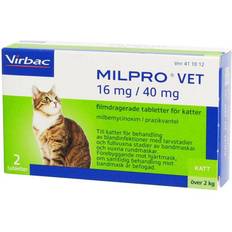 Avmaskning katt - Katter Husdjur Virbac Milpro Vet 16 mg/40 mg 2 Tablets